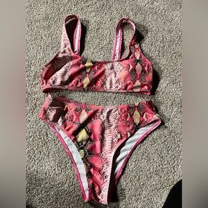 snakeskin high rise bikini set